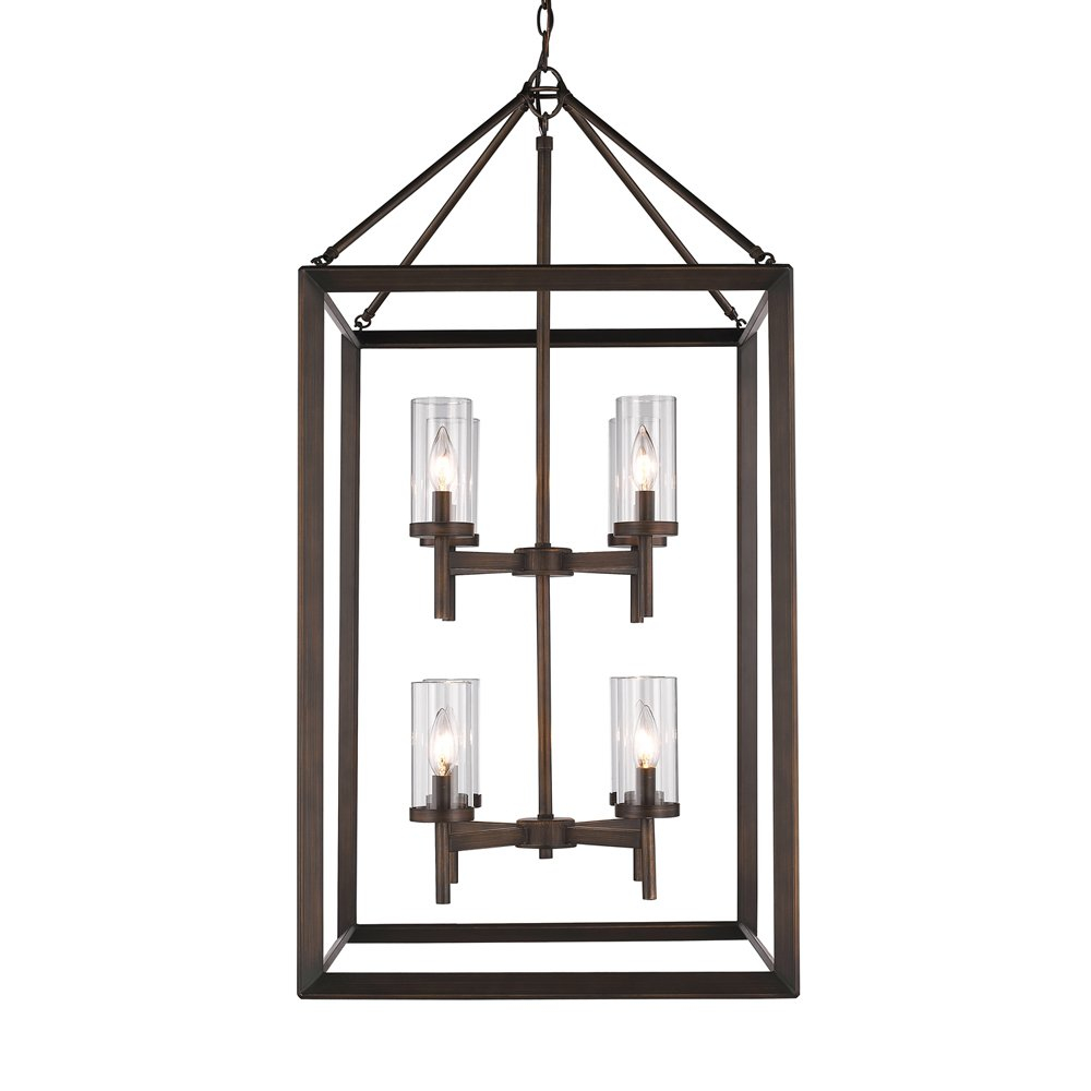 Golden Lighting Smyth 8-Light Pendant in Gunmetal Bronze with Clear Glass
