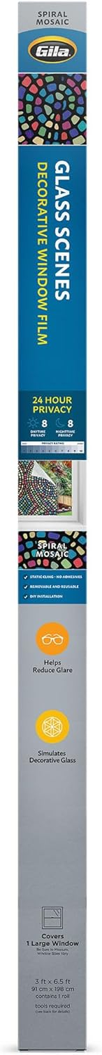 GILA Glass Scenes 36-in x 78-in Spiral Mosaic Decorative Window Film