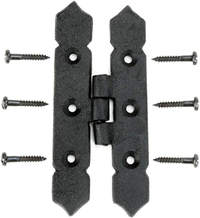 Black Iron Spear Tip Cabinet Hinge with Screws