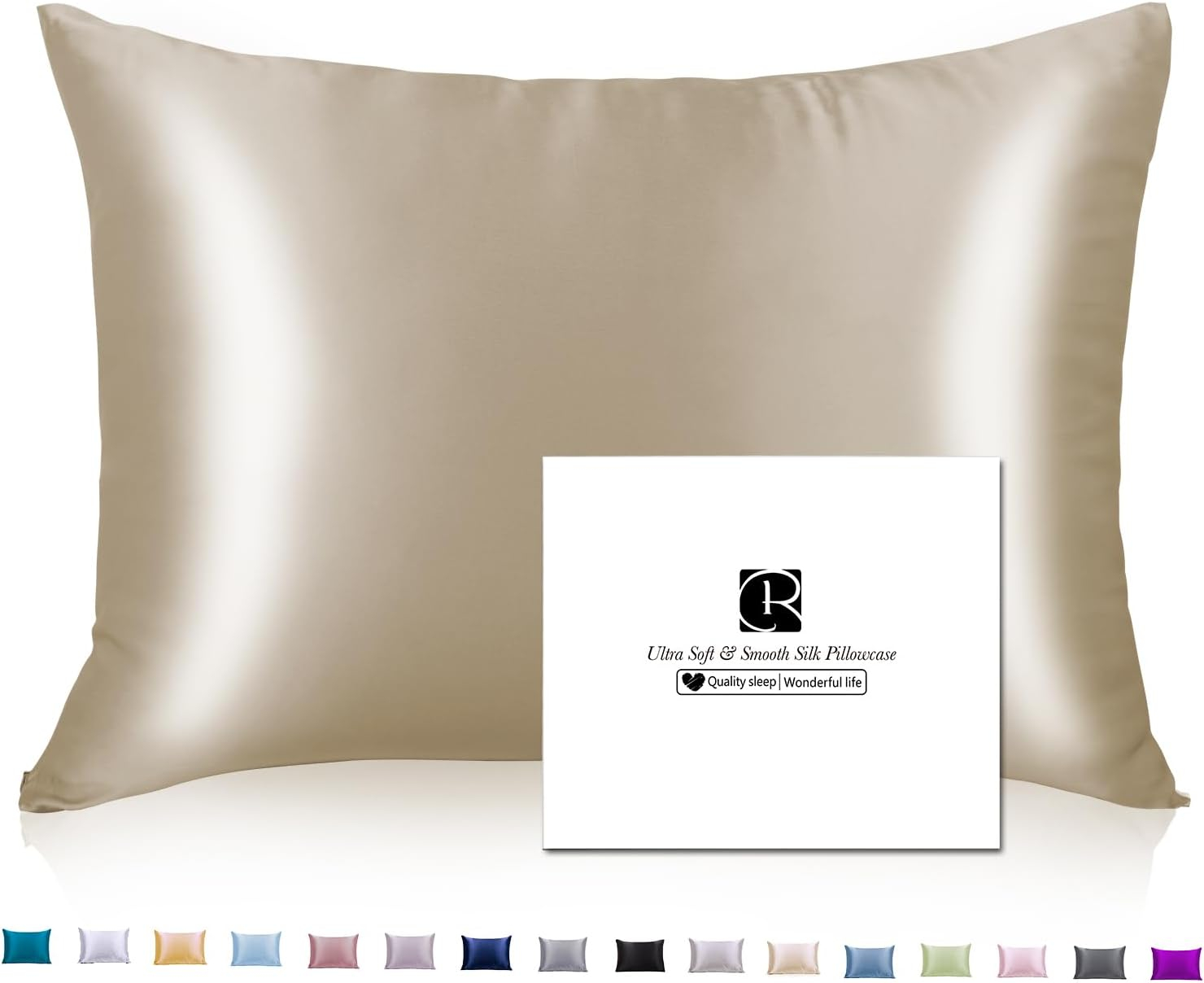 Ravmix Silk Pillow Cases with Zipper, 21momme Mulberry Silk Pillowcase for Hair Skin Health, Soft Smooth Breathable Cool Pillow Cover for Beauty Sleep with Gift Box 1PC(King 20"x36", Taupe)