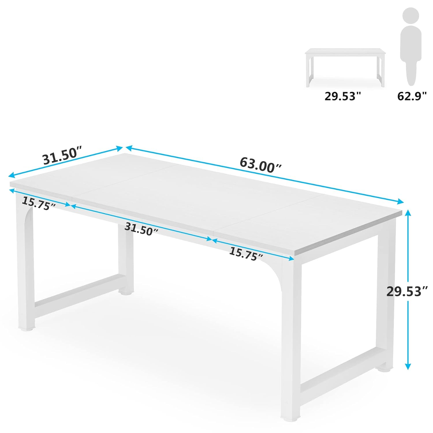 Tribesigns 63”Executive Desk, Large Office Computer Desk with Thicken Frame, Modern Simple Workstation Business Furniture for Home Office, White