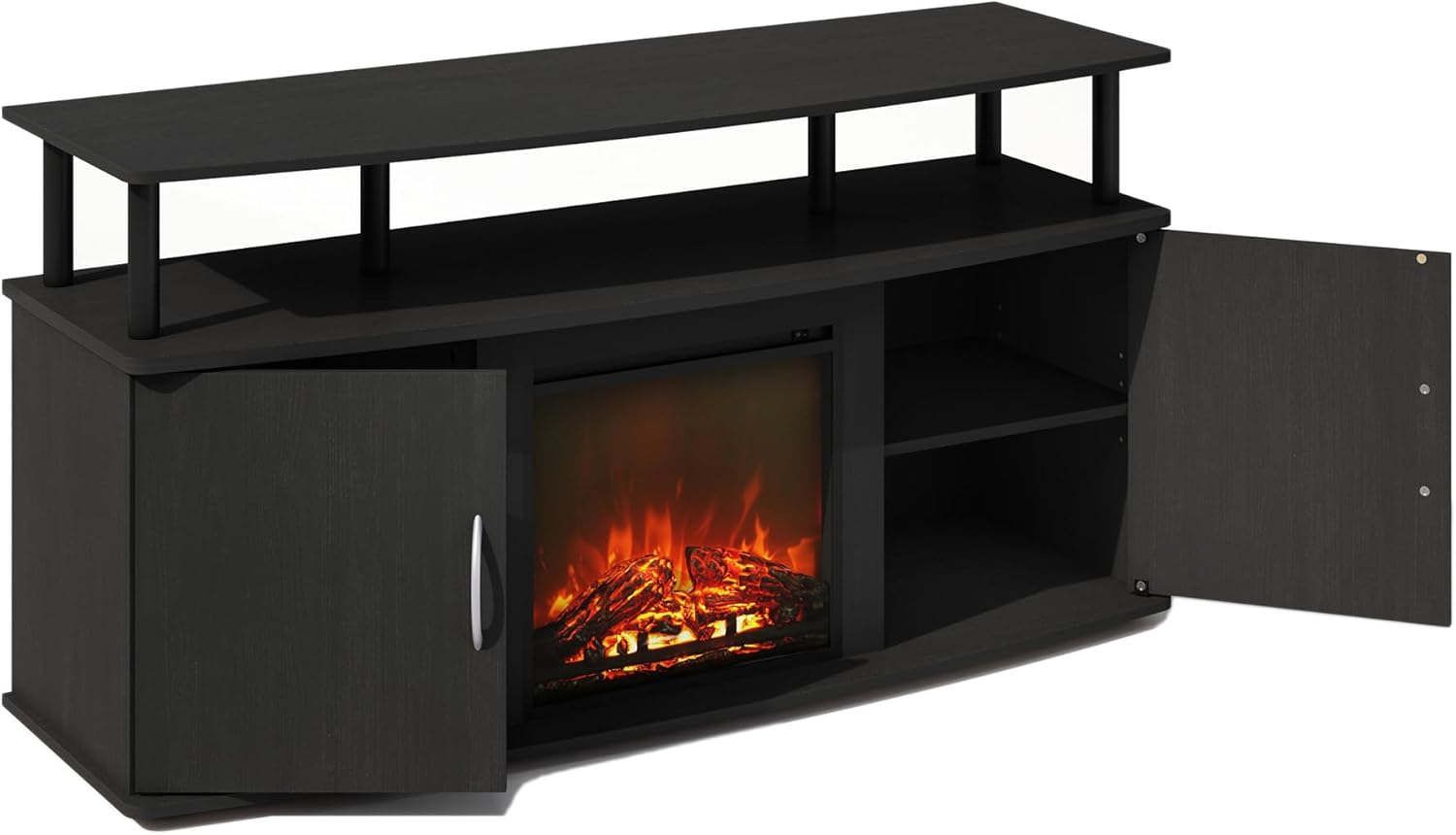 Furinno Electric Fireplace TV Stand, Entertainment Center for TV up to 55 Inch