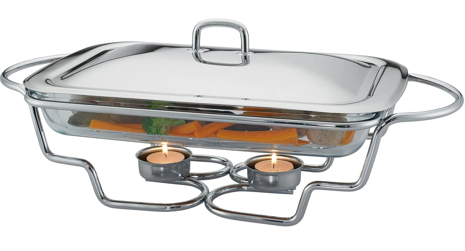 Galashield Chafing Dish Buffet Set Warming Tray with Lid Stainless Steel Buffet Server and Oven Safe Glass (3-Quart)