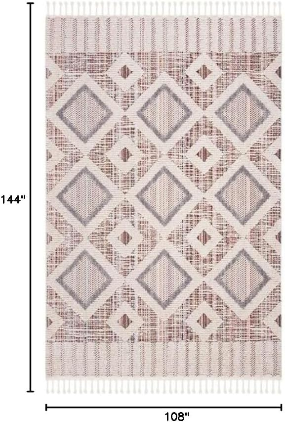 SAFAVIEH Marrakesh Driskoll Geometric Polyester Area Rug, Grey/Multi, 9' x 12'