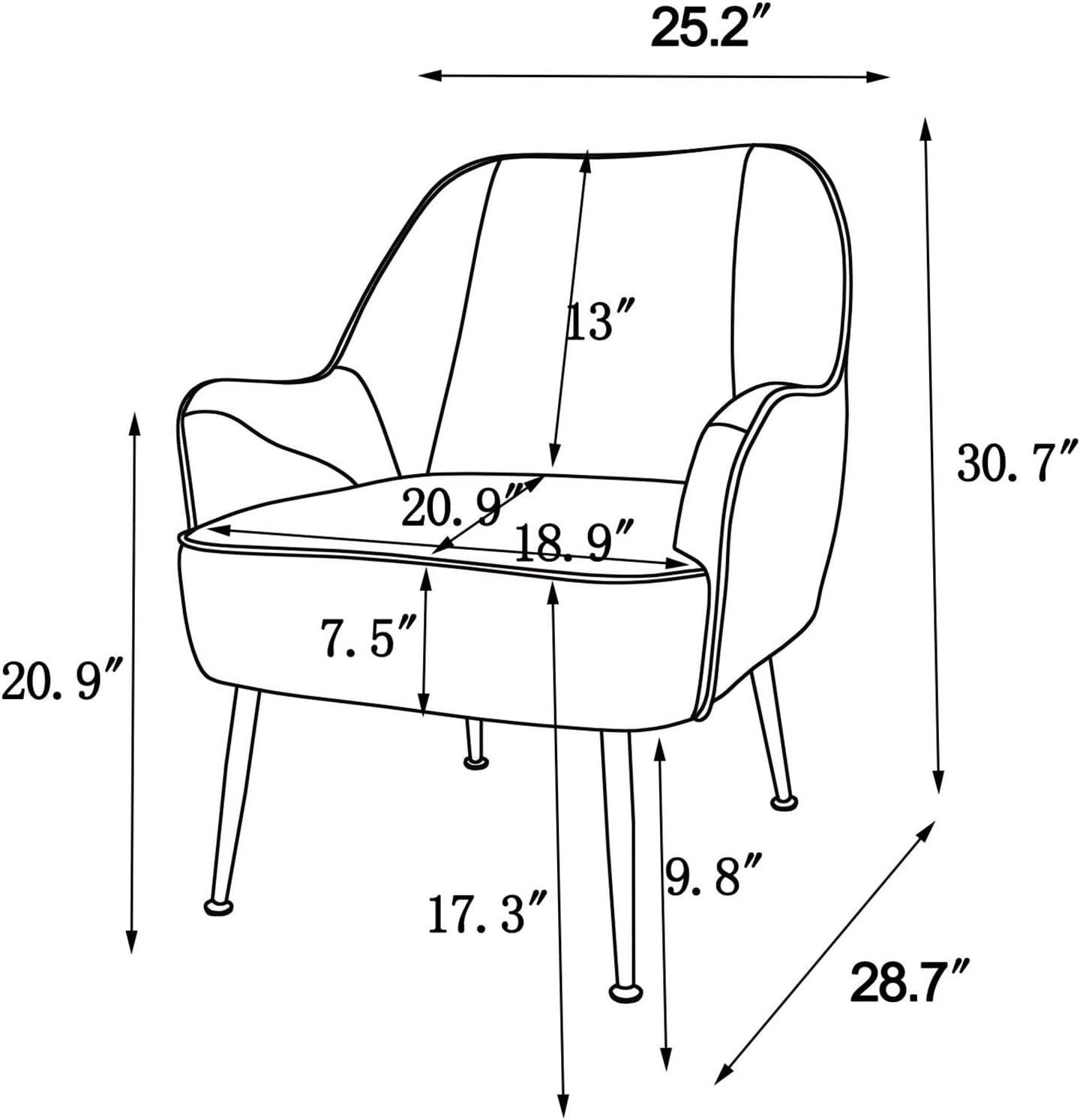 LUCKHAO  Accent Chair Set of 2,Modern Mid Century Velvet Sherpa Armchair,Comfy Arm Chair for Living Room Bedroom Office Waiting Room,Barrel Chairs