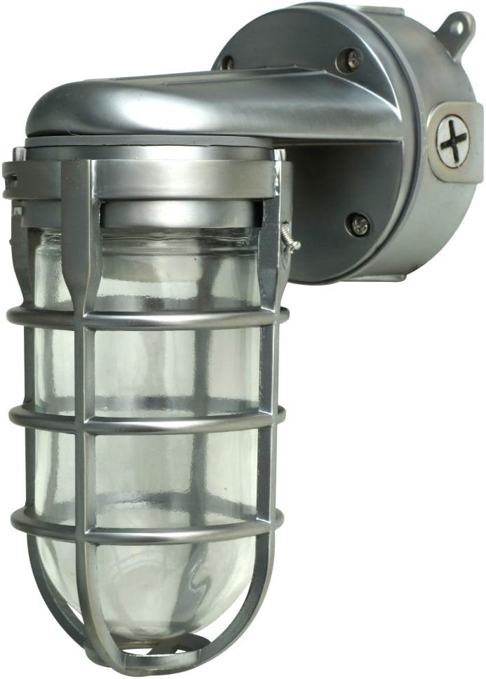 Woods L1707SV Traditional 150W Incandescent Weather Industrial Light, Wall Mount, Silver