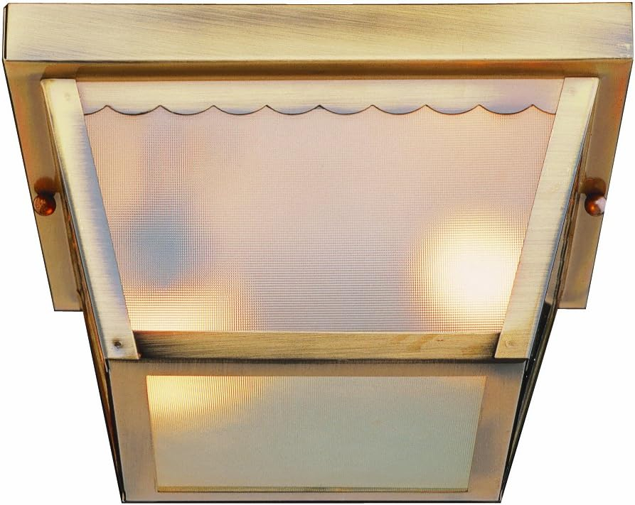 Samantha 2-Light Rust Outdoor Flush Mount Ceiling Light Fixture with Frosted Glass
