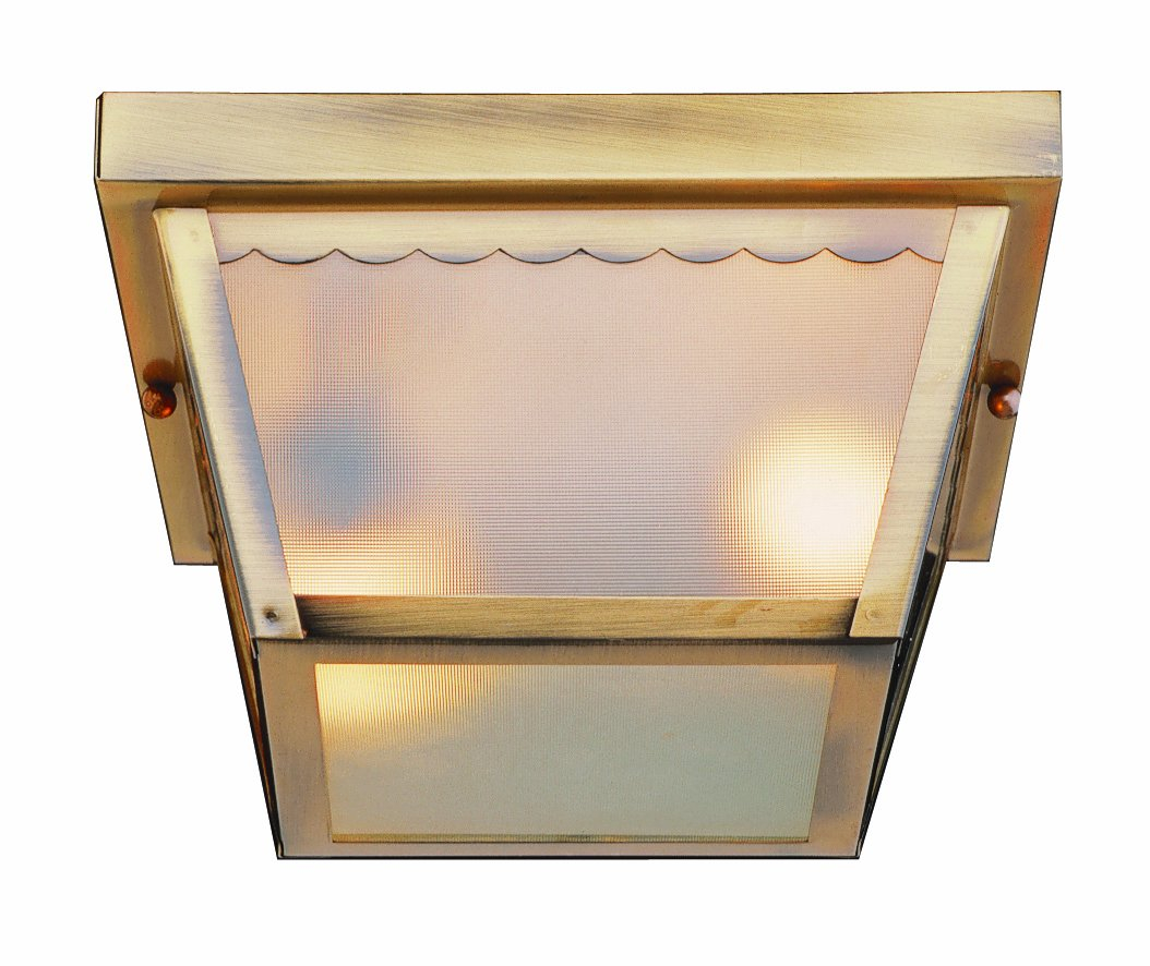 Samantha 2-Light Rust Outdoor Flush Mount Ceiling Light Fixture with Frosted Glass