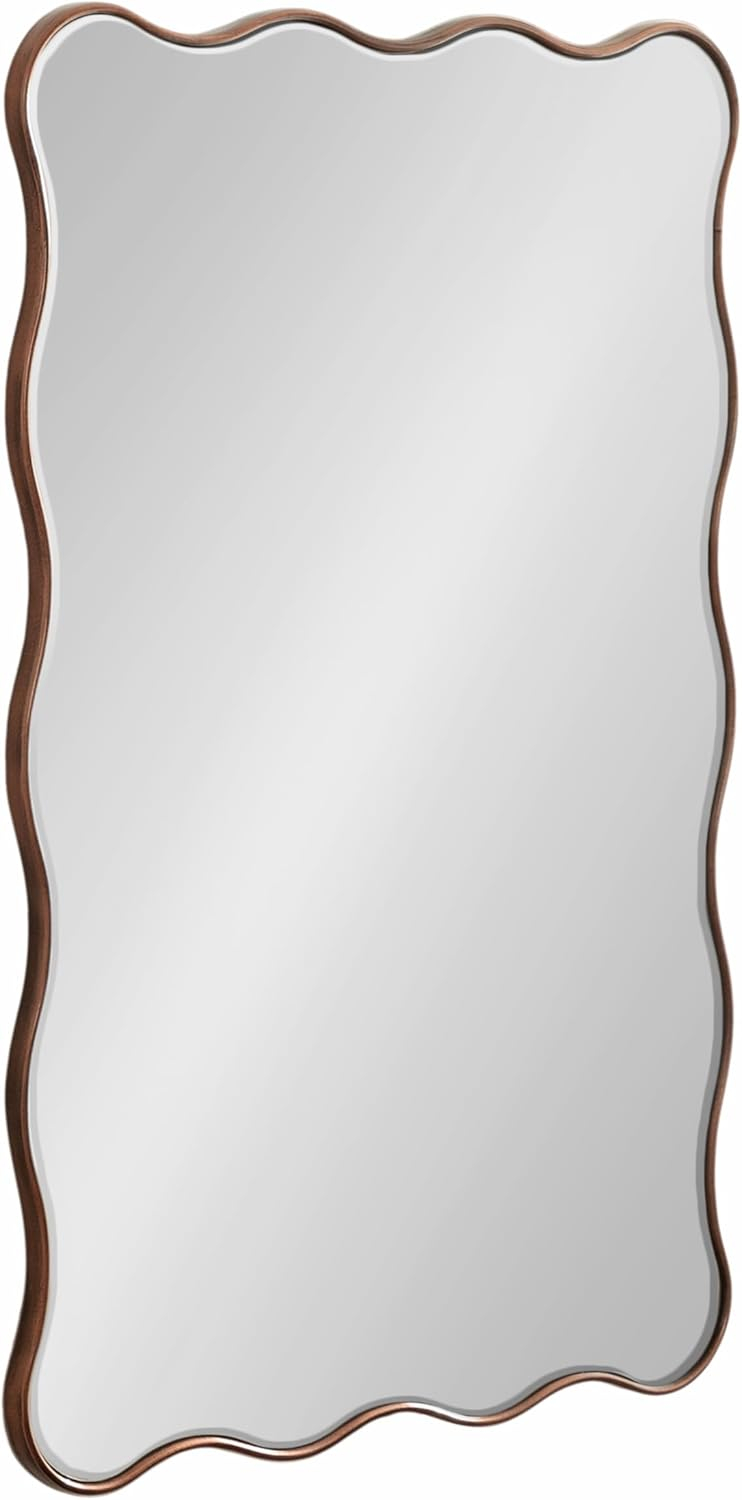 Kate and Laurel Viona Modern Scalloped Rectangle Mirror, 24 x 36, Bronze, Decorative Bathroom Mirror for Over Sink with Unique Rippled Edge for Wavy Wall Decor Accent