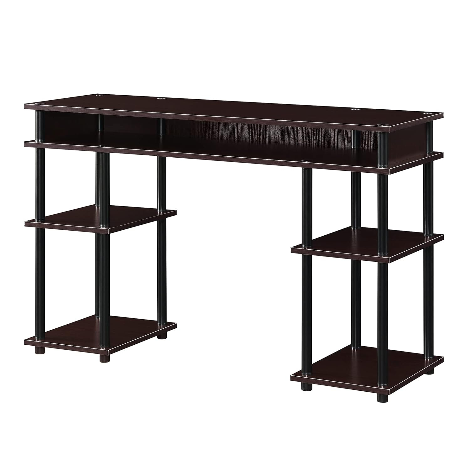 Convenience Concepts Designs2Go 30 inches Tall No Tools Student Desk with Shelves, Espresso/Black