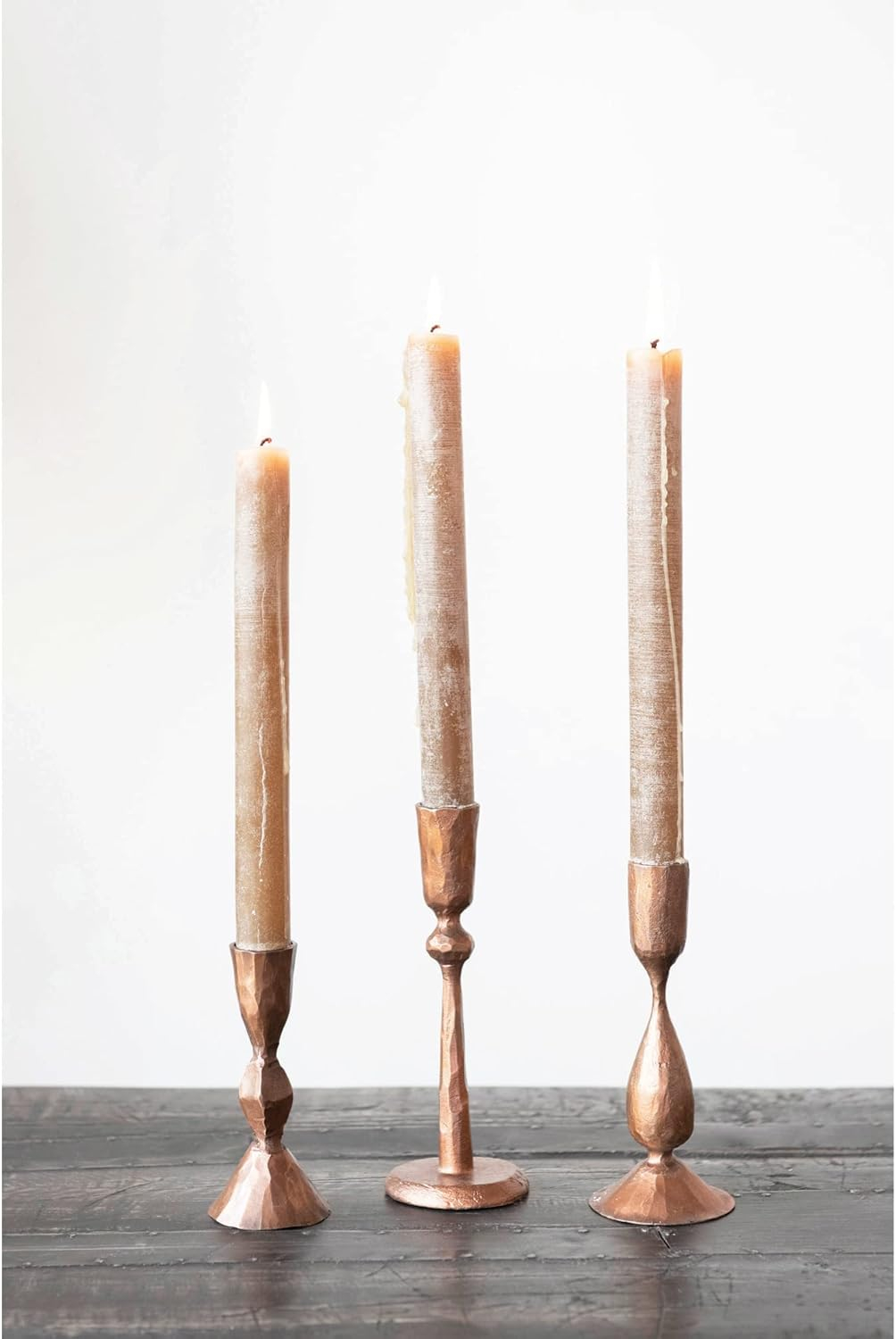Antique Copper Finish Hand-Forged Iron Taper Candlestick Holder
