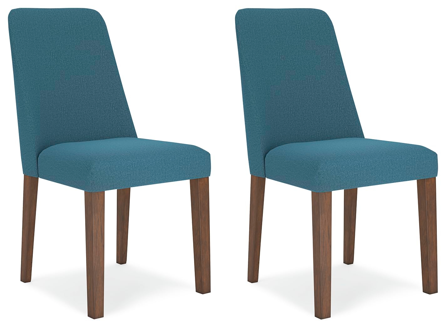 Blue Upholstered Wood Side Chair with Brown Frame