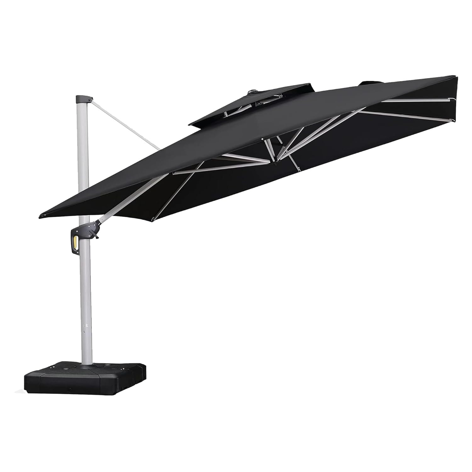 PURPLE LEAF 12 Feet Double Top Deluxe Square Patio Umbrella Offset Hanging Umbrella Cantilever Outdoor Market Umbrella Garden, Black