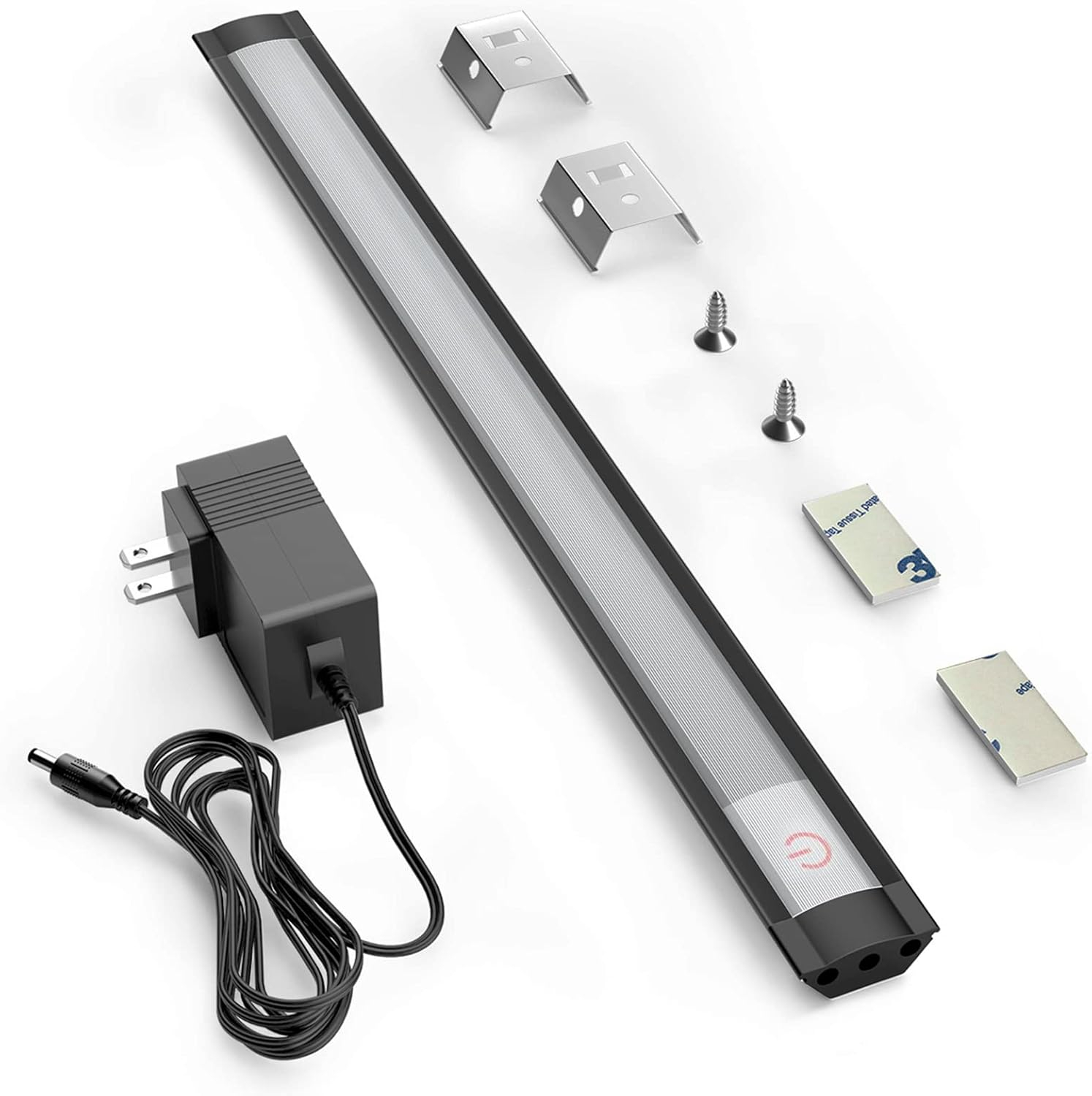 MYPLUS Under Cabinet Lights, 12" Touch Activated and Dimmable Aluminum LED Bar for Kitchen, Workbench and Desk, Cold White 6000K, Plug-in, Black.