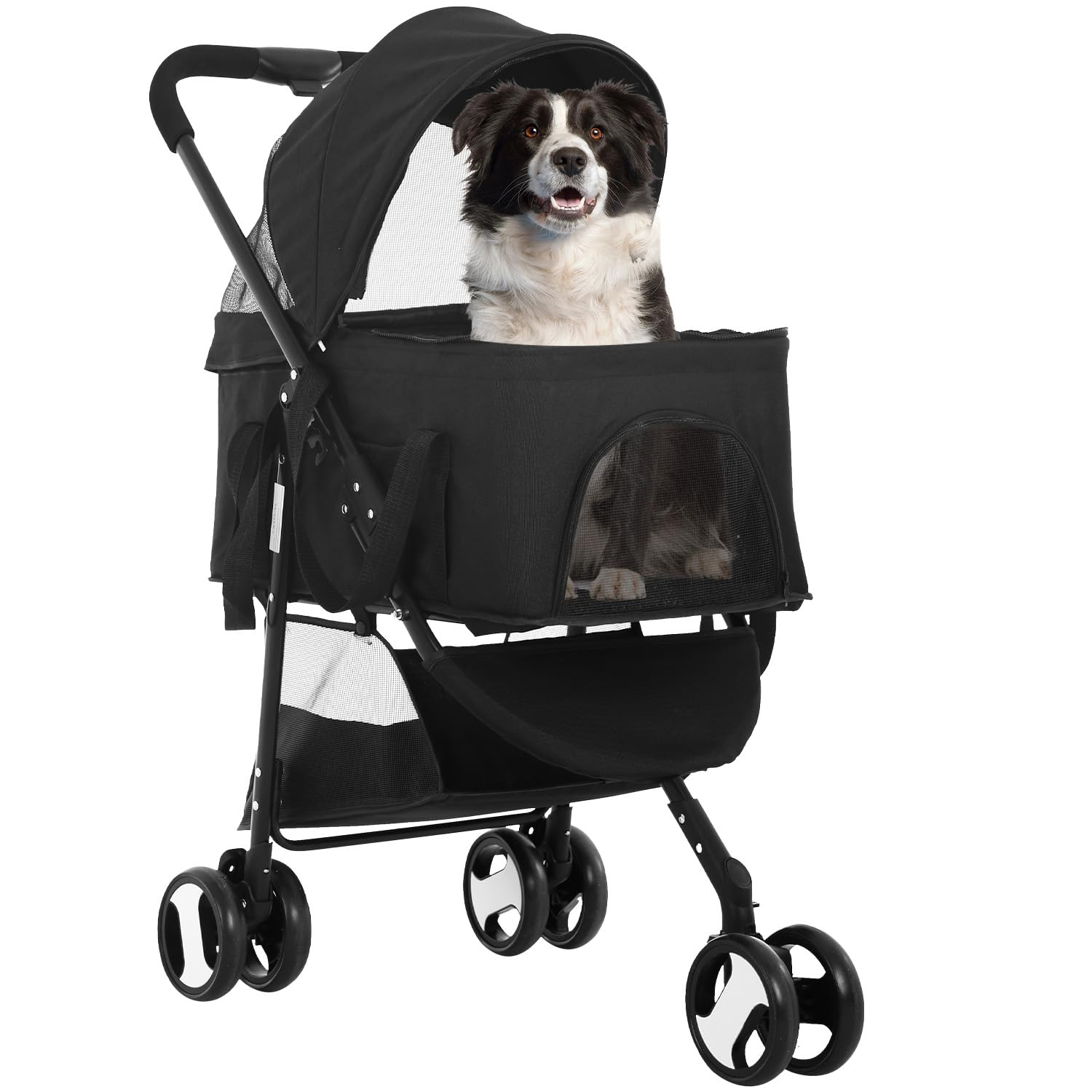 FDW Pet Stroller 3 in 1 Multi-Function Dog Stroller Jogging Stroller with Detachable Carrier, Lightweight Travel Stroller for Small and Medium-Sized Pets (Black, 3 Wheels)