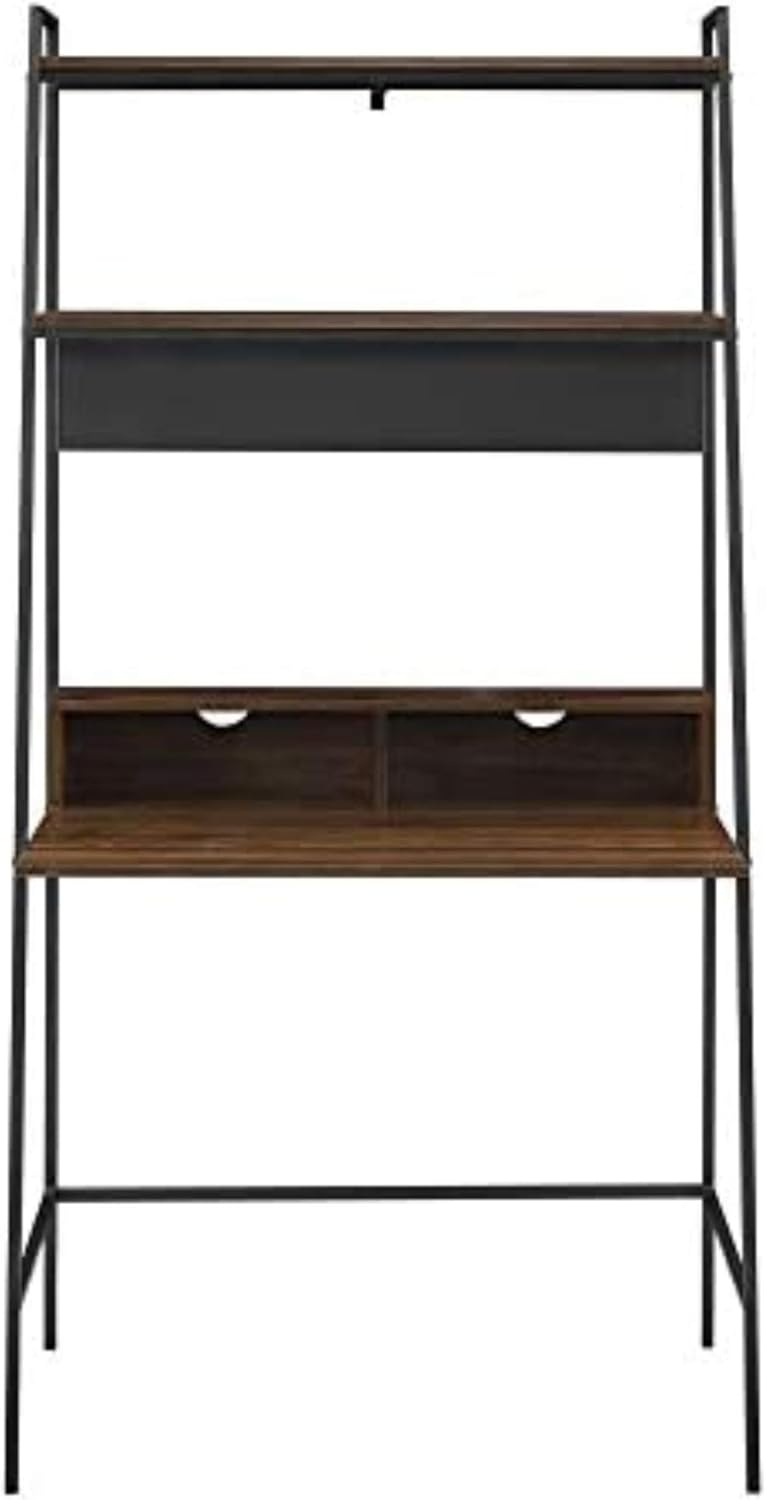 Walker Edison Freya Urban Industrial Ladder Desk with Metal Magnet Board, 36 Inch, Rustic Oak