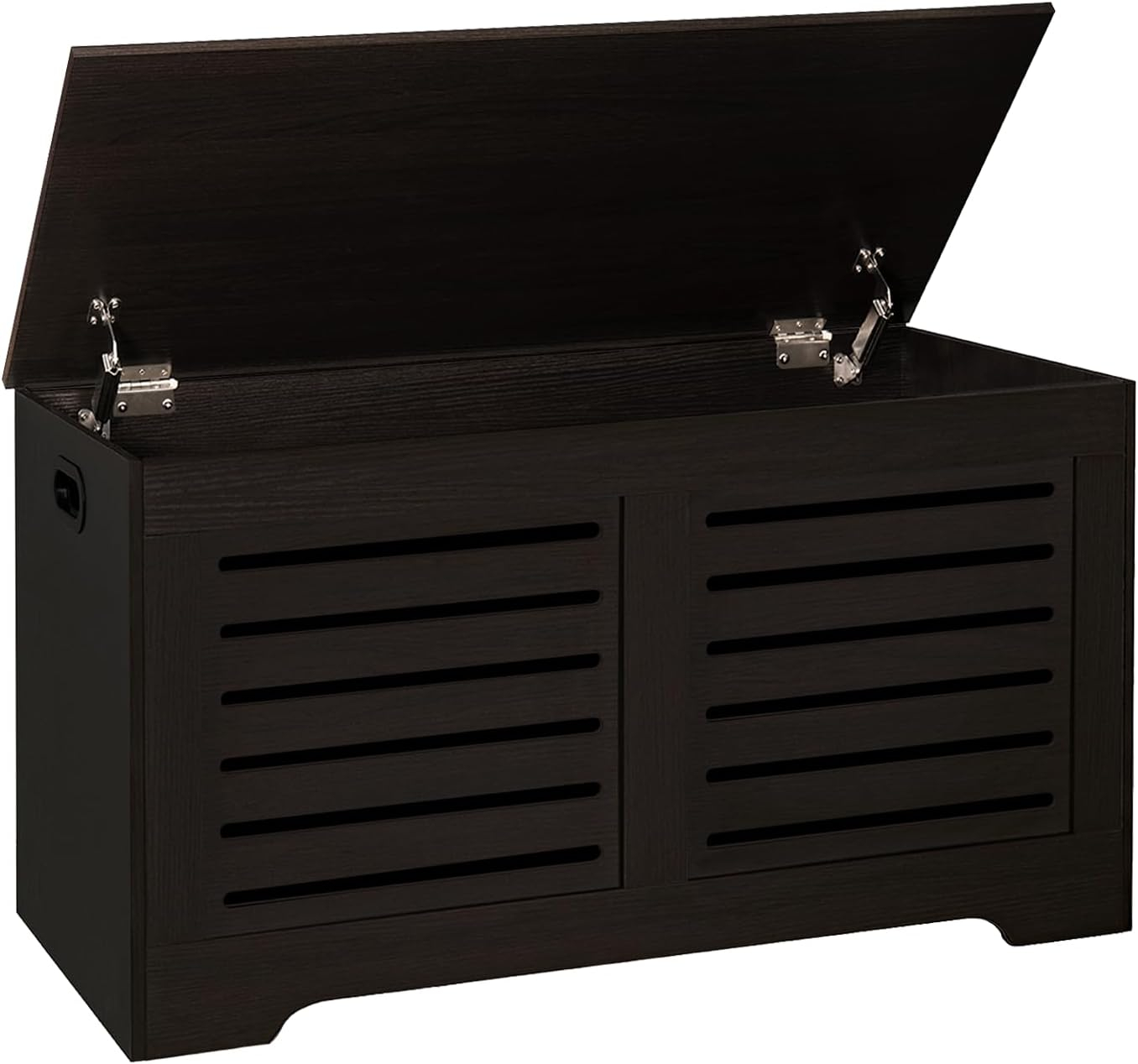 DINZI LVJ Storage Chest, Flip-Top Wooden Toy Box with 2 Safety Hinges, Retro Entryway Shoe Bench, Sturdy Large Storage Trunk for Living Room, Bedroom, Toddler Room, Easy Assembly, Rustic Brown