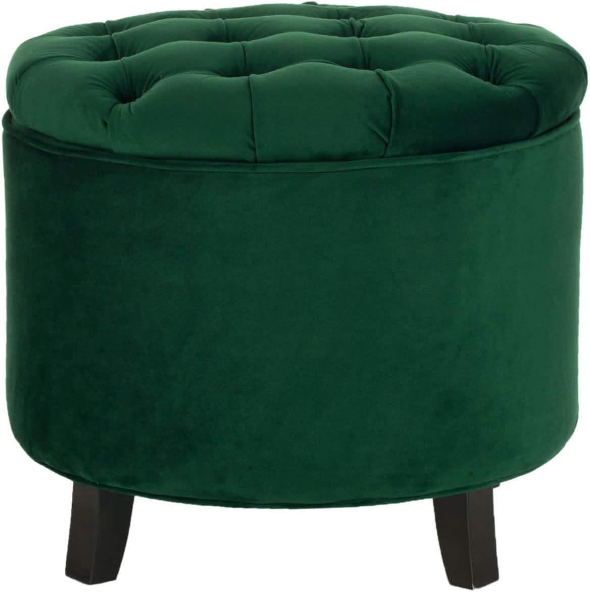 SAFAVIEH Amelia Tufted Storage Ottoman Emerald