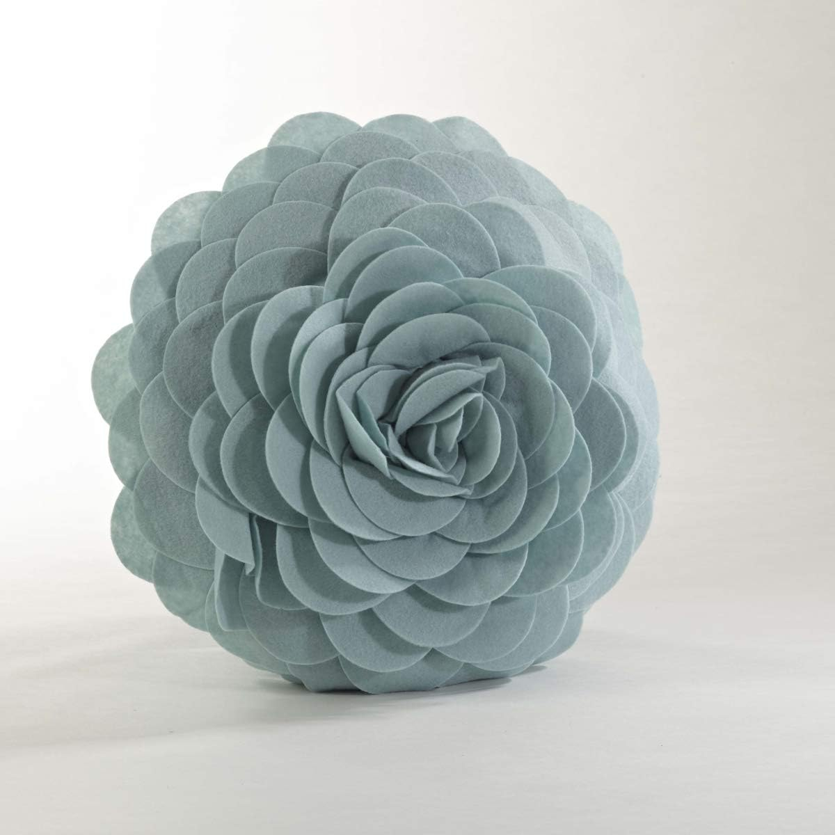 Aqua Flower Design Round Polyester Throw Pillow, 16"