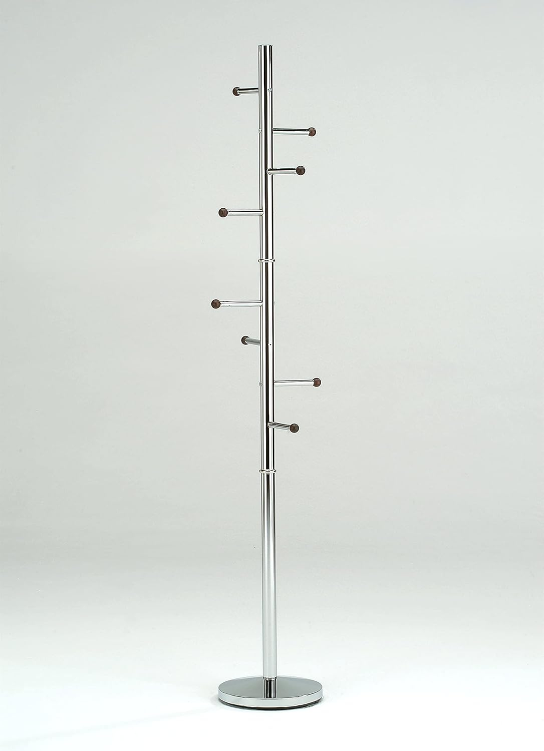 King's Brand Furniture 8-Hook Coat Rack Hall Tree, Chrome/Walnut