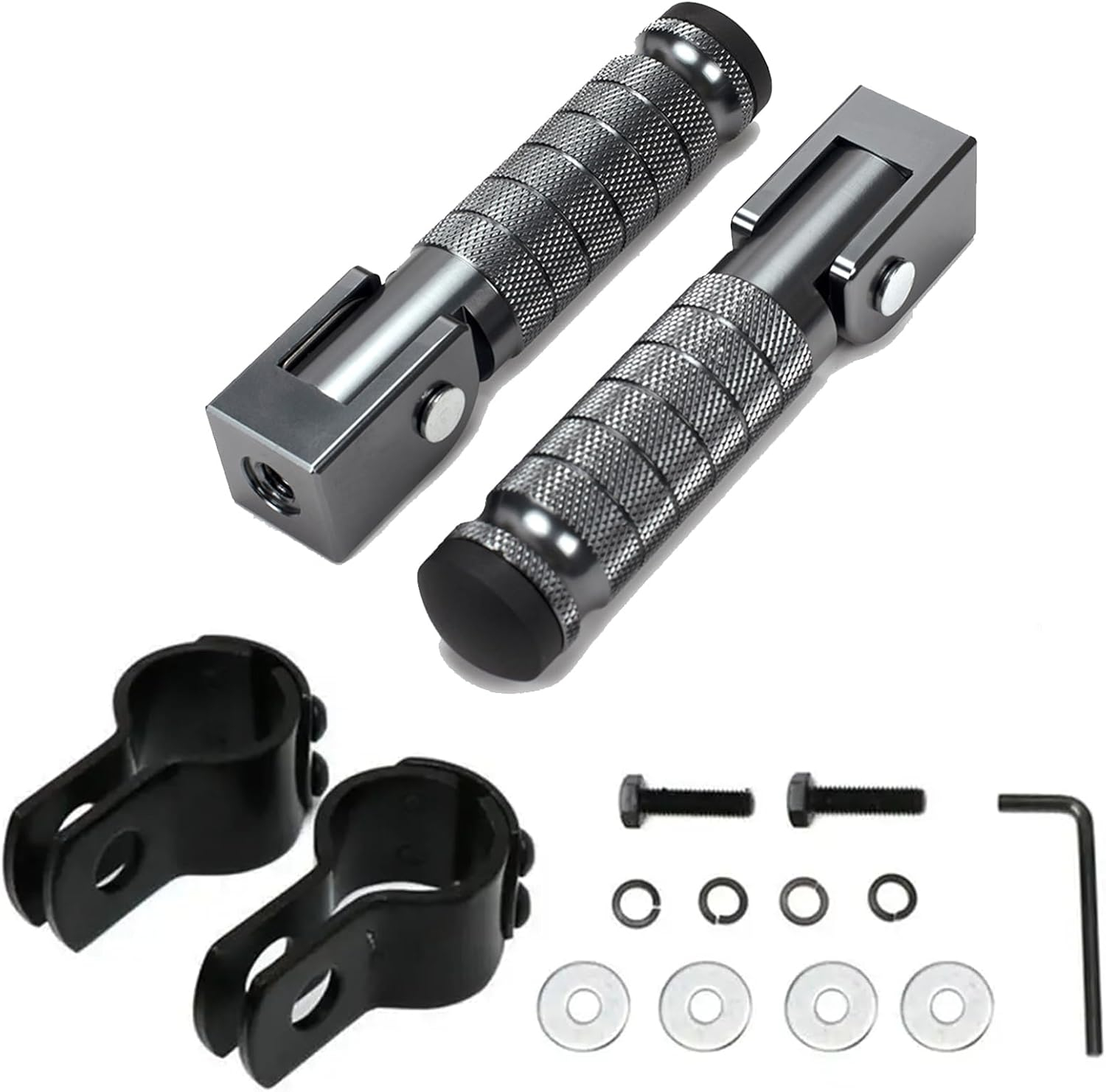 XINGWU M8 Motorcycle Foot Pegs 90 Degree Foldable Footpegs CNC Anti-Skid Footrest Universal for Yamaha Honda Suzuki Aprilia Electric Car Motorbike Mini Bike Dirt Pit Bike Passenger Pedal (Black)