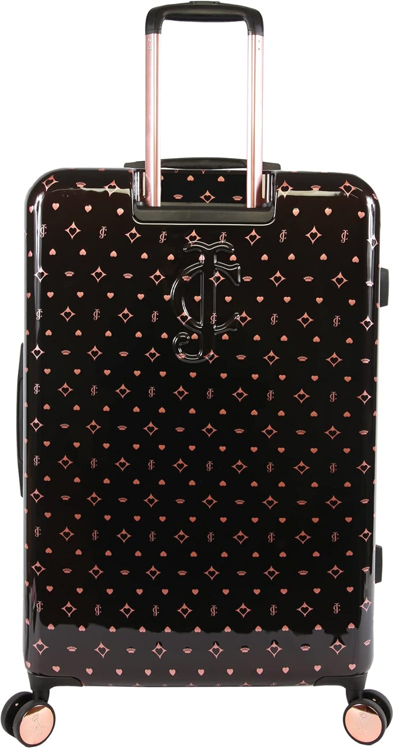 Juicy Couture Women's Arwen Spinner Luggage, Black/Rose Gold, 2pc Set
