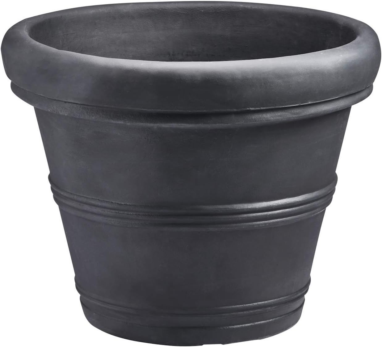 Crescent Garden 20" Wide Brunello Planter Pots Black: Durable Polyresin, Weather-Resistant, No Assembly Required