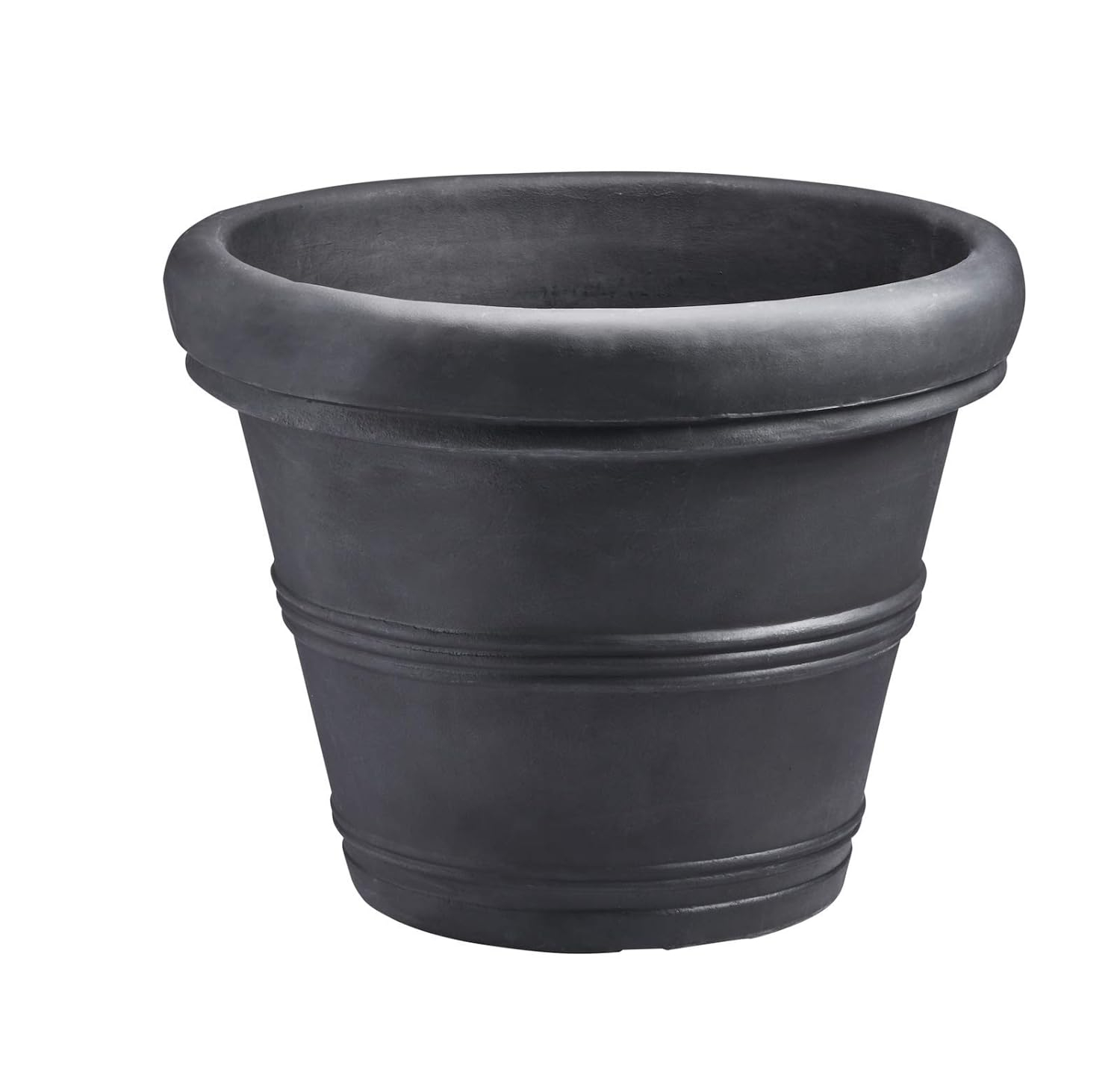 Crescent Garden 20" Wide Brunello Planter Pots Black: Durable Polyresin, Weather-Resistant, No Assembly Required