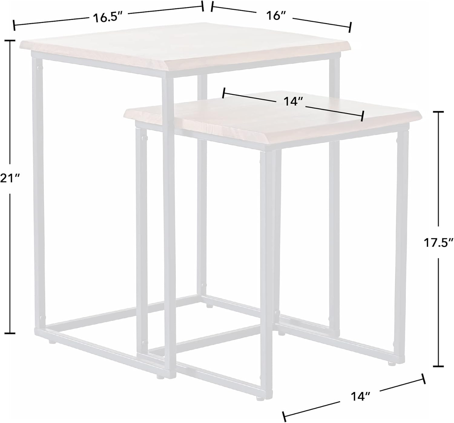 FirsTime & Co. Brown and Black Live Edge Nesting End Table 2-Piece Set, Side Table, Night Stand, Acacia Wood and Metal, 16.5 x 16 x 21 inches