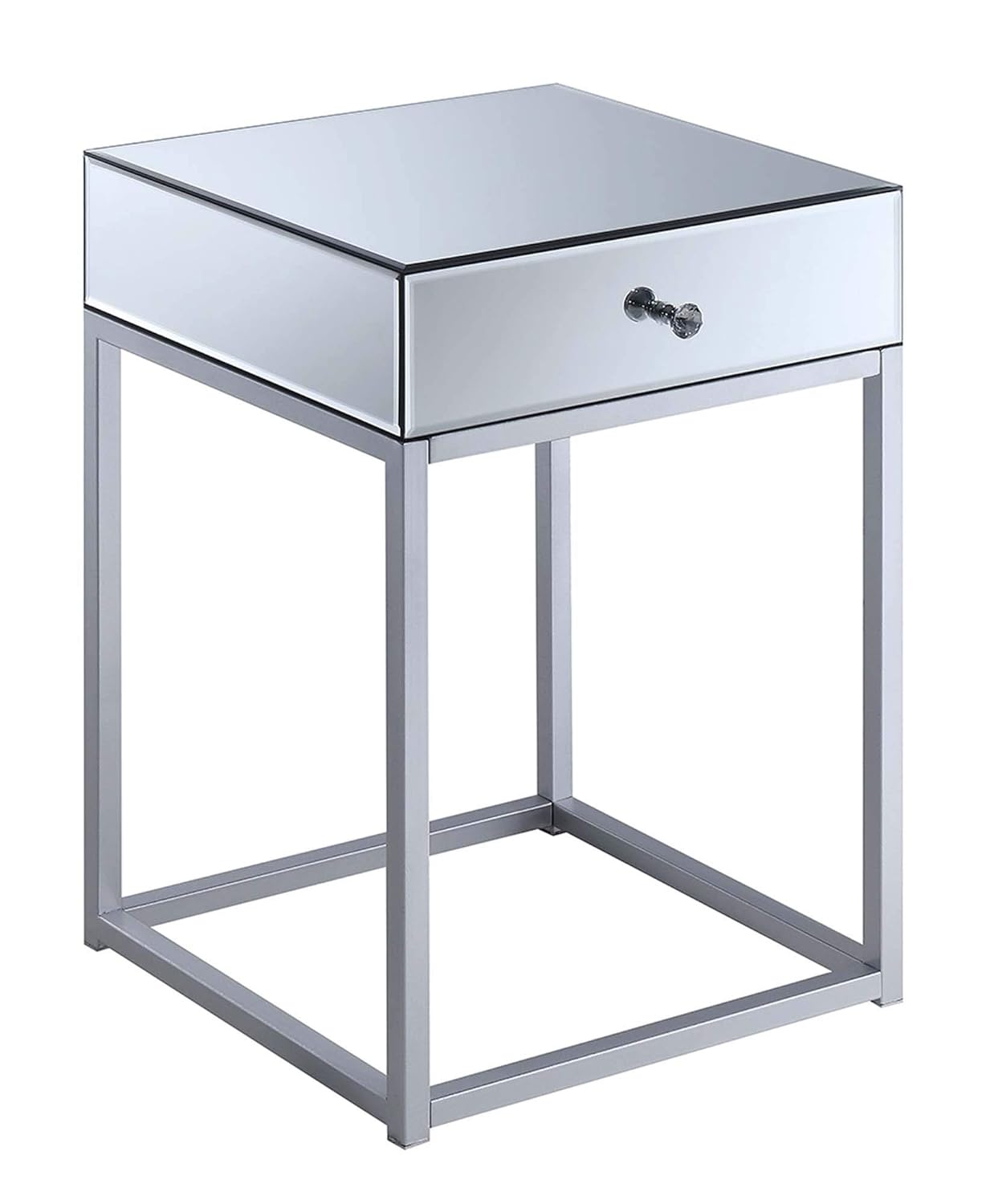Convenience Concepts Reflections 1 Drawer End Table, Mirror/Silver