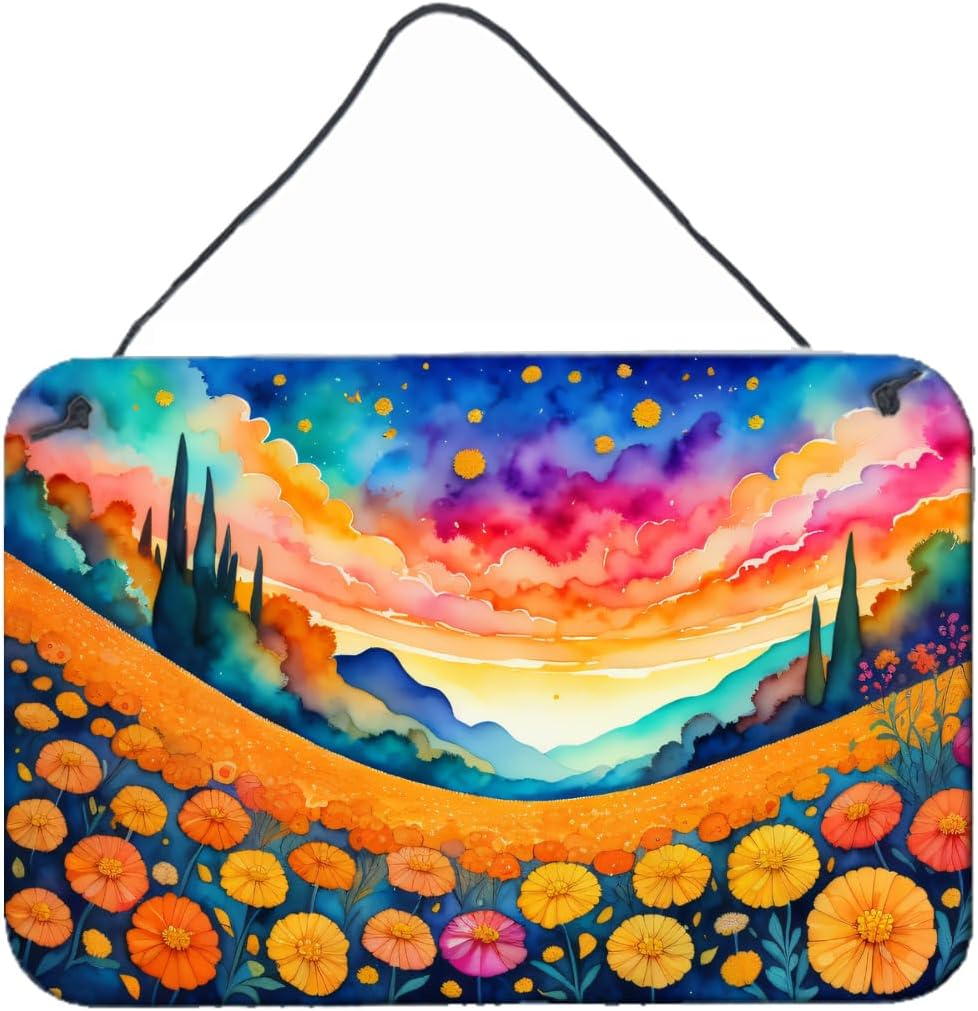 Marigolds in Color Wall or Door Hanging Prints 8 in x 12 in