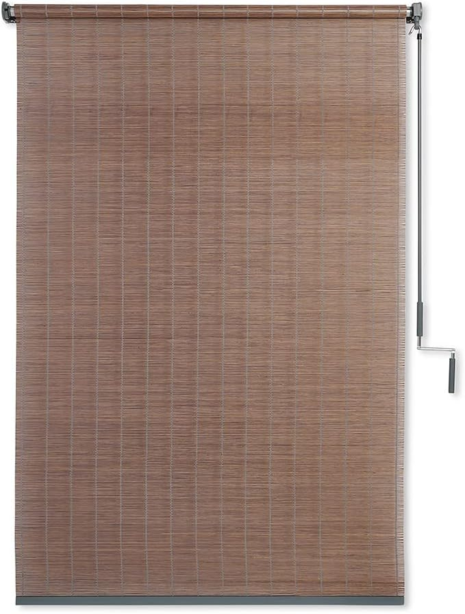 Coolaroo Bamboo Outdoor Roller Shade, 4' x 6'; Teak