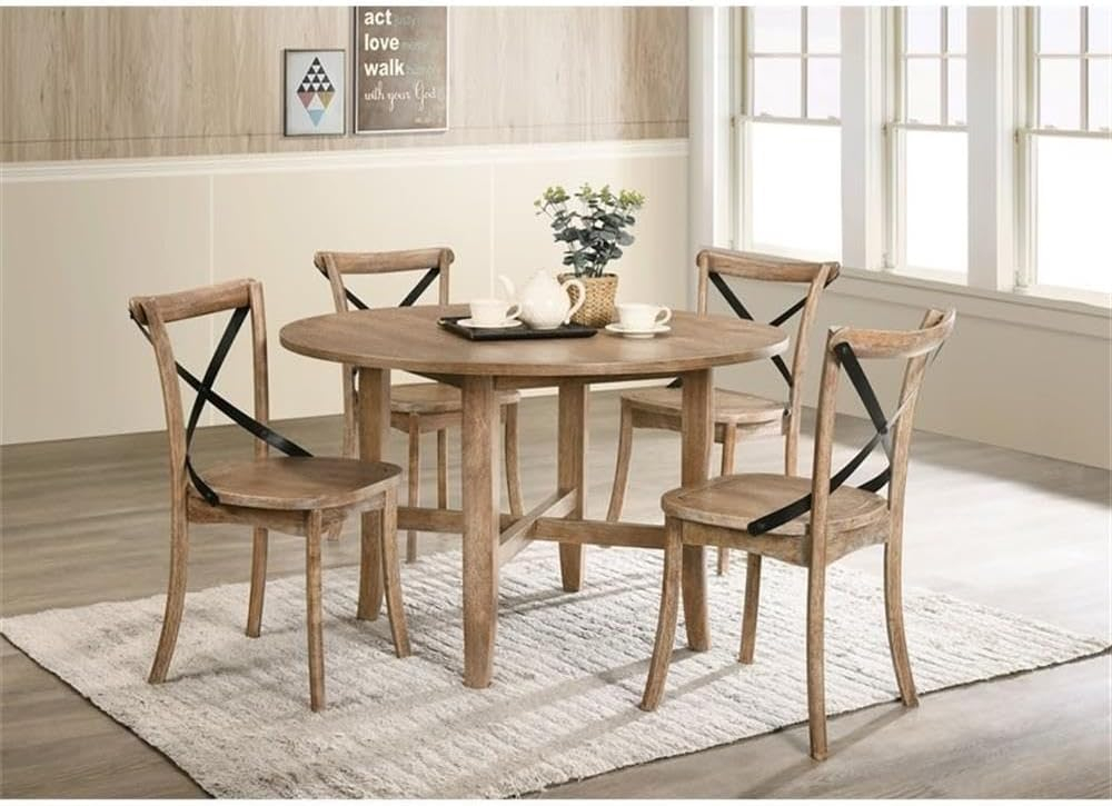 Rustic Round Reclaimed Wood Farmhouse Dining Table