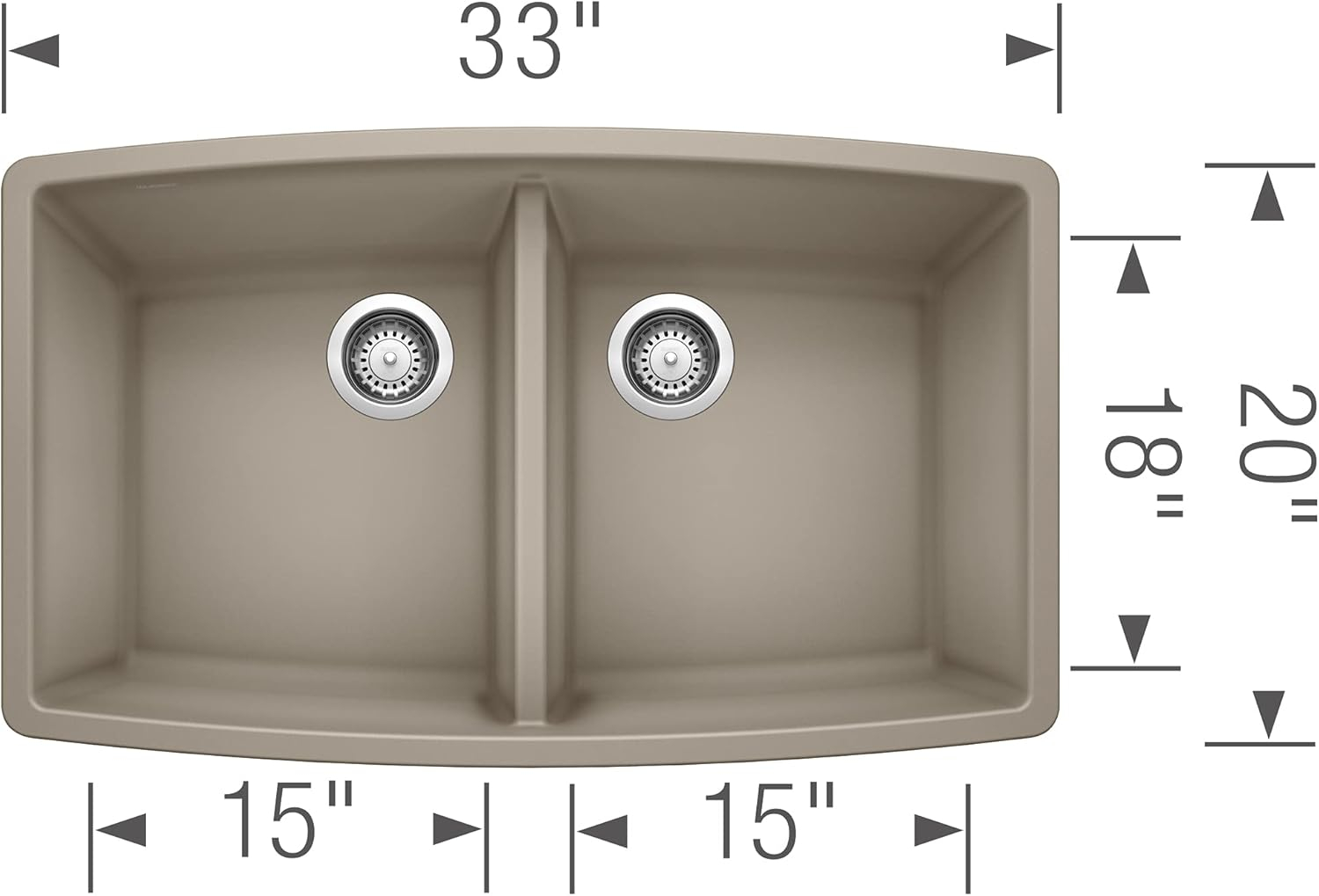 Performa SILGRANIT 33" L x 19" W Double Bowl Undermount Kitchen Sink