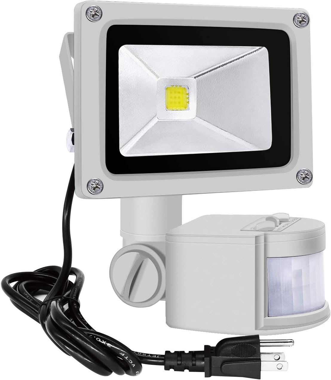 Motion Sensor Flood Lights Outdoor - 10W Induction LED Lamp IP65 Waterproof Spotlight 6500K LED Sensor High Energy Efficiency Durable Materials Daylight White -