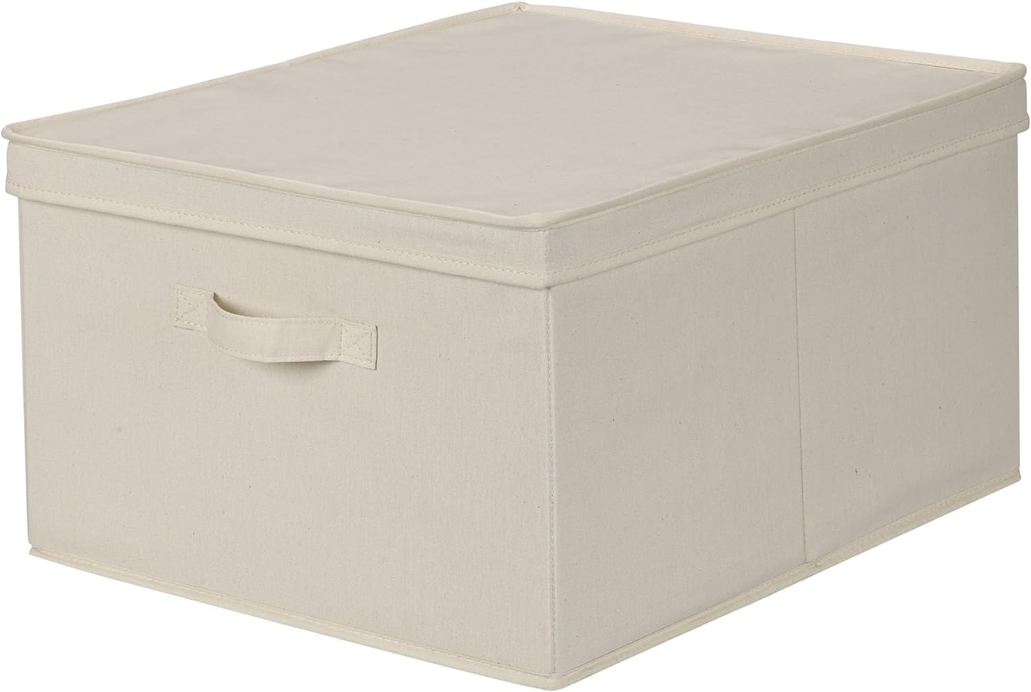 Household Essentials 115 Storage Box with Lid and Handle | Natural Beige Canvas | Jumbo