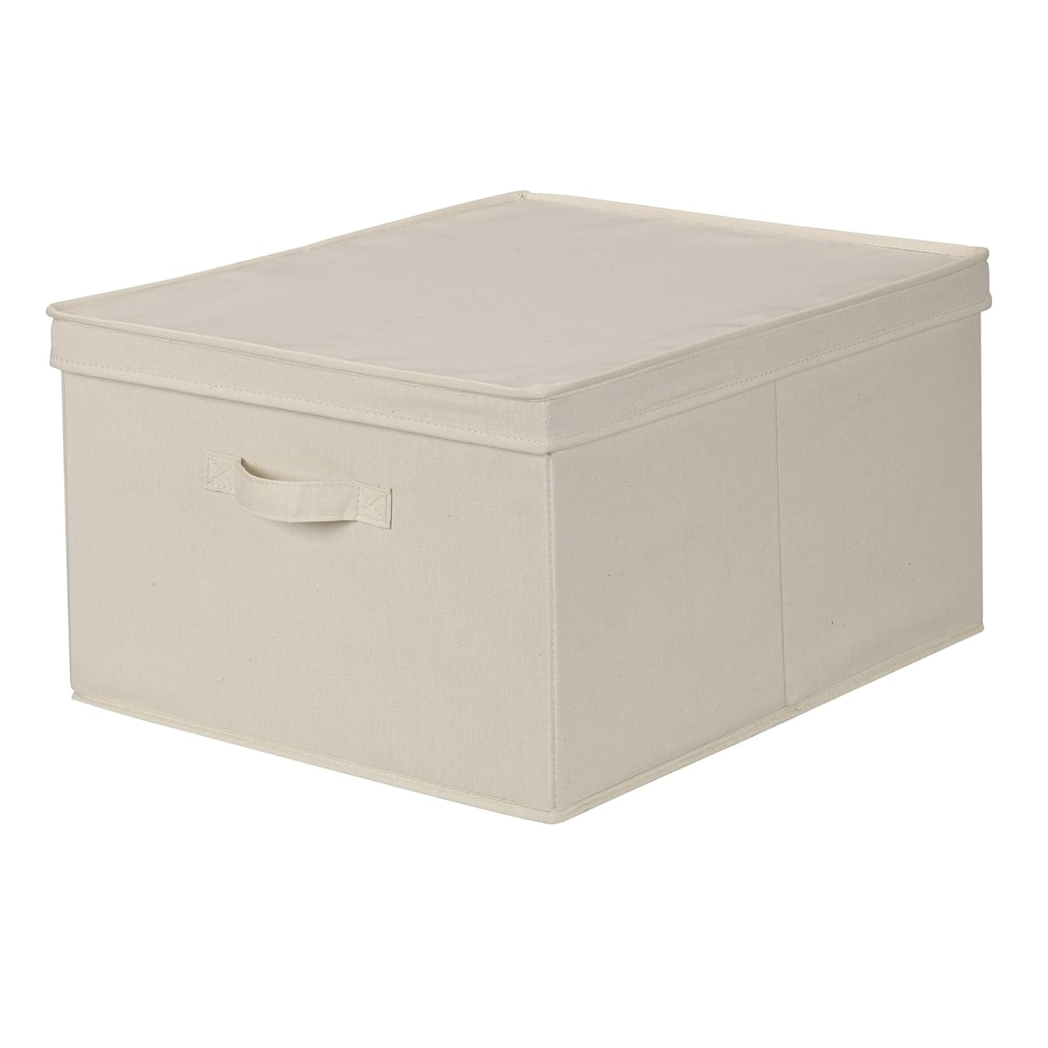 Household Essentials 115 Storage Box with Lid and Handle | Natural Beige Canvas | Jumbo
