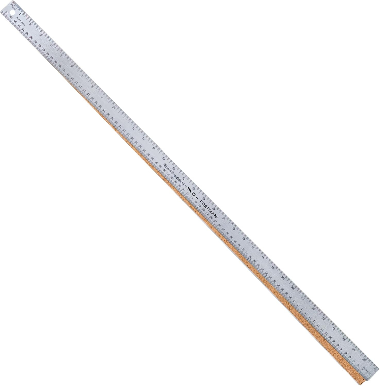 Breman Precision Metal Ruler 36 Inch - Stainless Steel Cork Back Metal Ruler - Premium Steel Straight Edge 36 inch Metal Ruler - Flexible Stainless Steel Ruler - Imperial and Metric Ruler