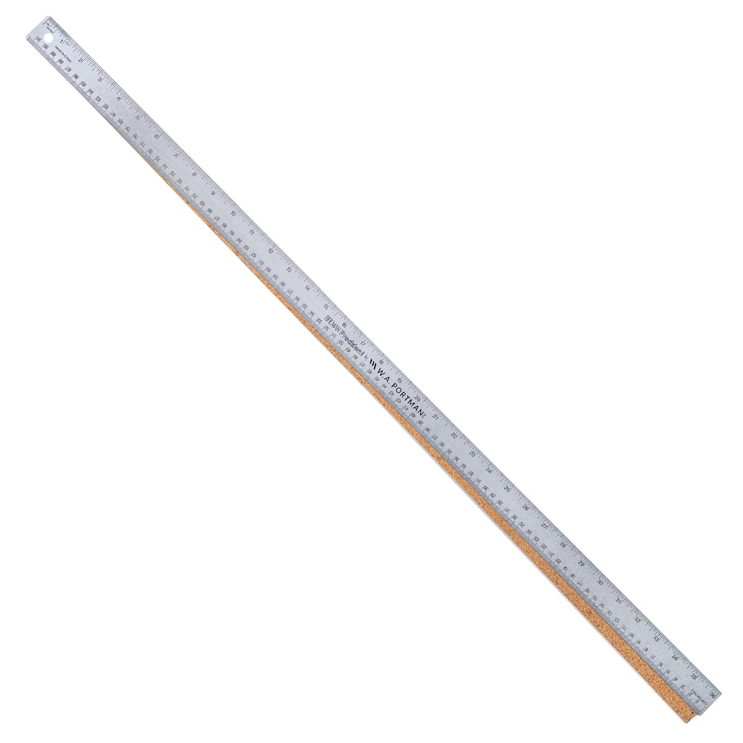 Breman Precision Metal Ruler 36 Inch - Stainless Steel Cork Back Metal Ruler - Premium Steel Straight Edge 36 inch Metal Ruler - Flexible Stainless Steel Ruler - Imperial and Metric Ruler