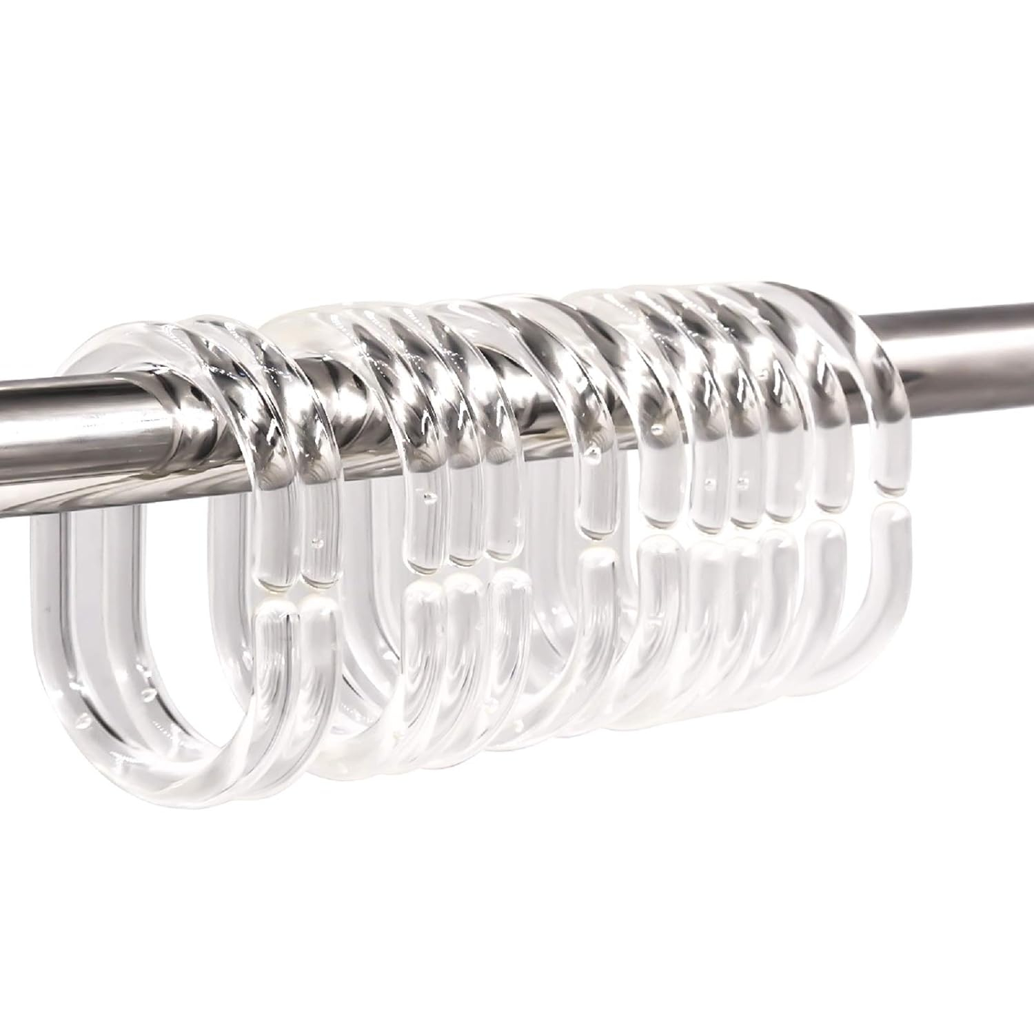 24 PCS Plastic Shower Curtain Rings, Shower Curtain Hooks for Bathroom, C Type Ring Hook for Shower Curtain, Plastic Shower Curtain Rings(Transparent)