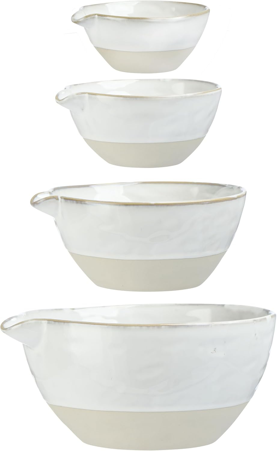 Storied Home Stoneware White Batter Bowls (Set of 4)
