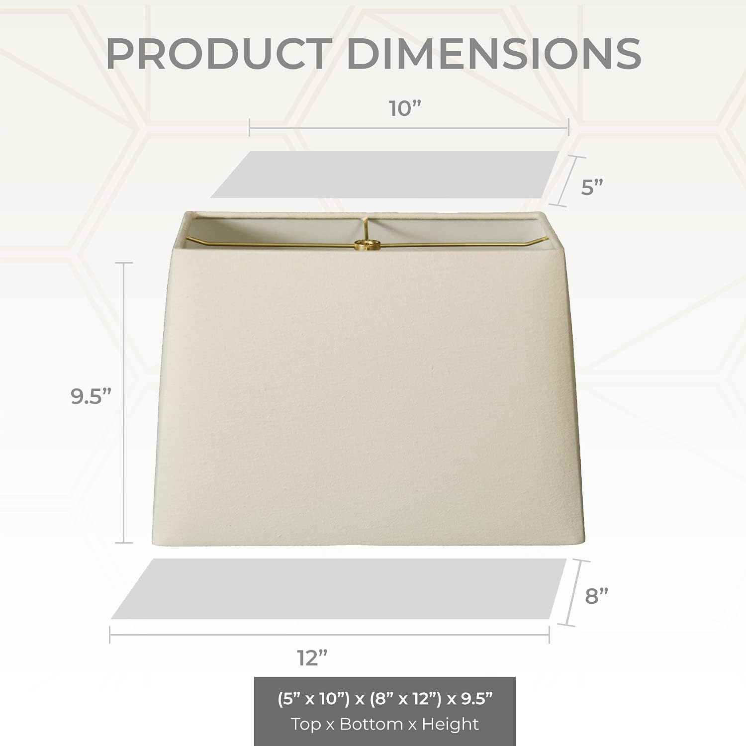 Royal Designs, Inc. Rectangle Hardback Lamp Shade, HB-613-12LNEG, Linen Eggshell, (5 x 10) x (8 x 12) x 9.5