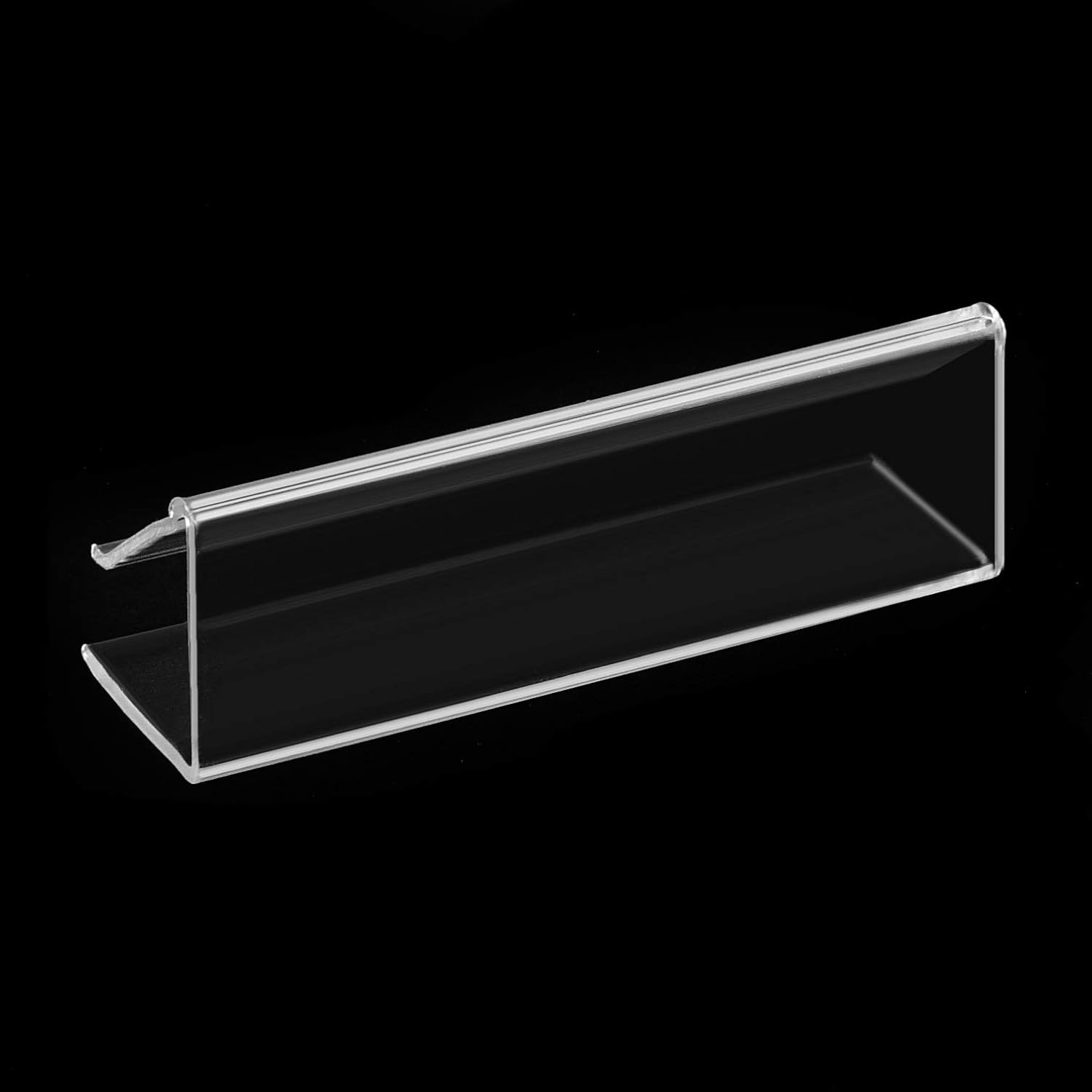 GlossyEnd Pack of 25 Clear Plastic Shelf Label Holder, Wood Shelf Sign and Ticket Holder, Clips On to Shelves 1/2" to 5/8" Thick - 3" x 7/8" Natural Minimalist Style