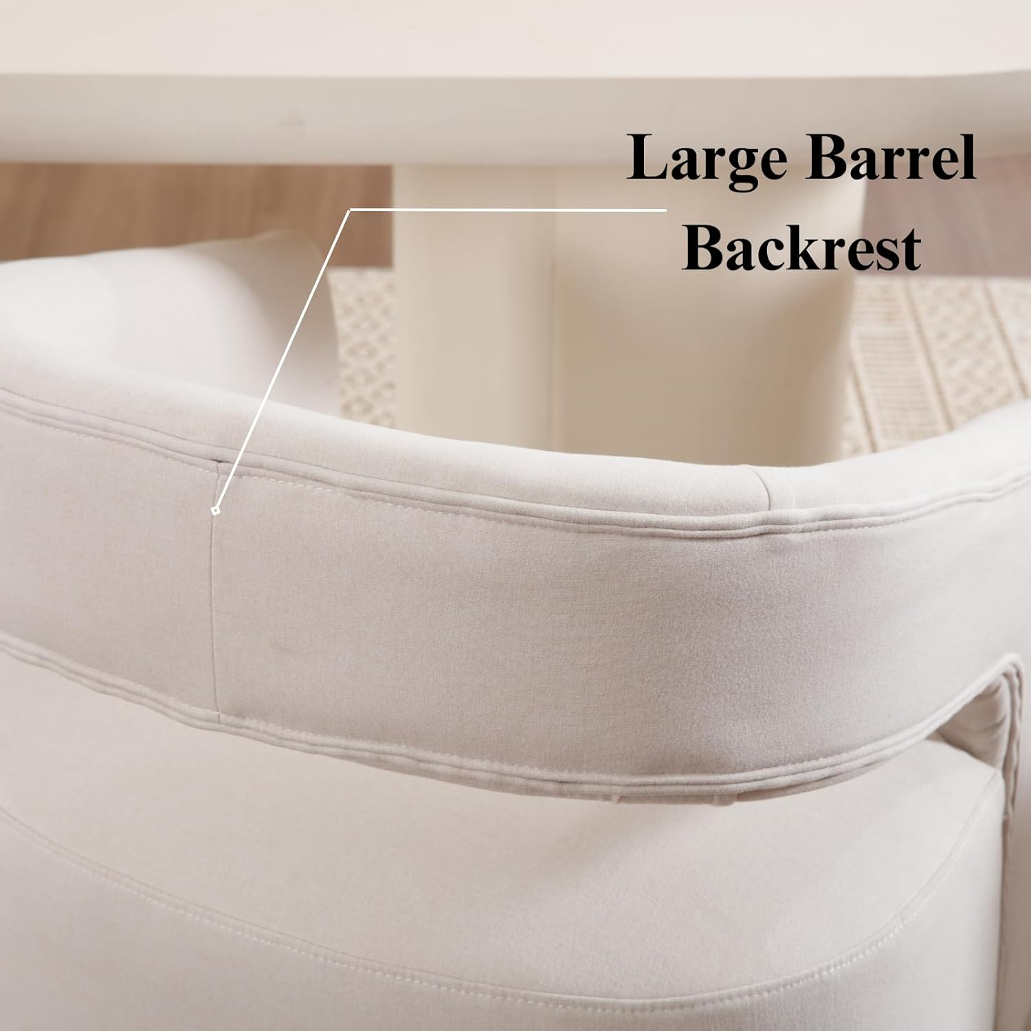 Beige Linen Upholstered Modern Dining Chairs with Casters, Set of 2