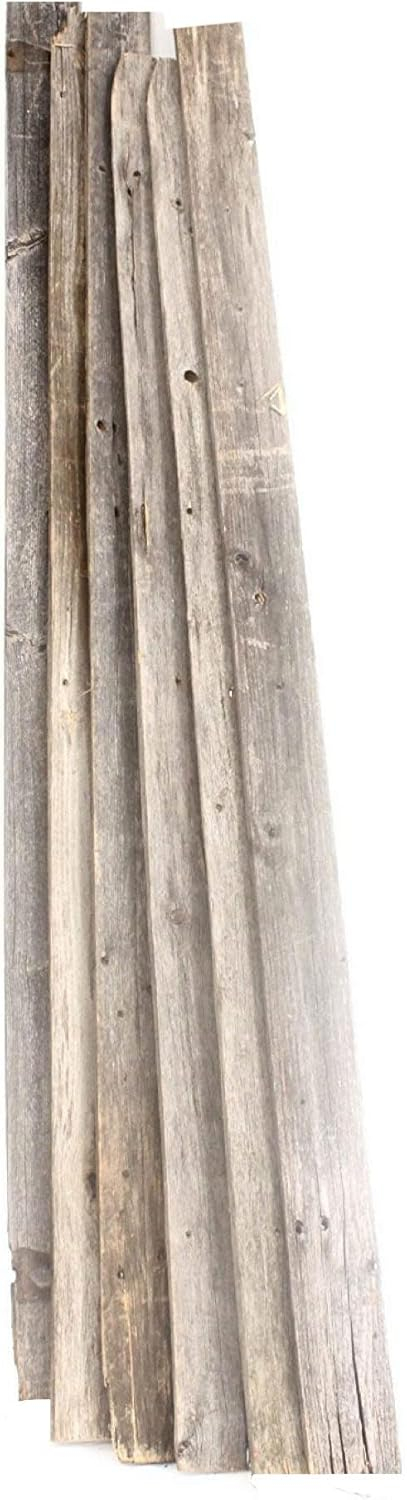 BarnwoodUSA Rustic Farmhouse 36" x 3" Weathered Gray Reclaimed Thin Split Wood Planks, Set of 6