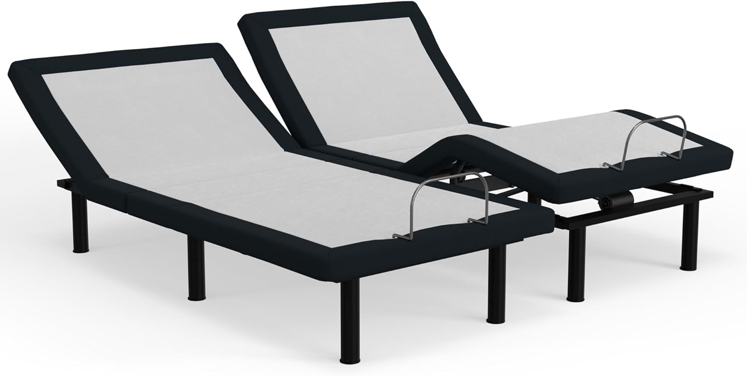 Blissful Nights e4 Cal King Split Adjustable Bed Base Frame with Wireless Remote, Massage Motors, Anti-Snore, Zero Gravity, Dual USB Charging Station, Under-Bed Light, and 10 Year Warranty