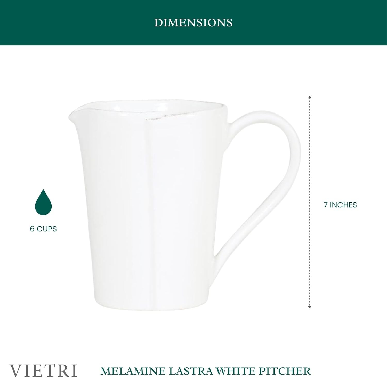 VIETRI Melamine Lastra White Pitcher