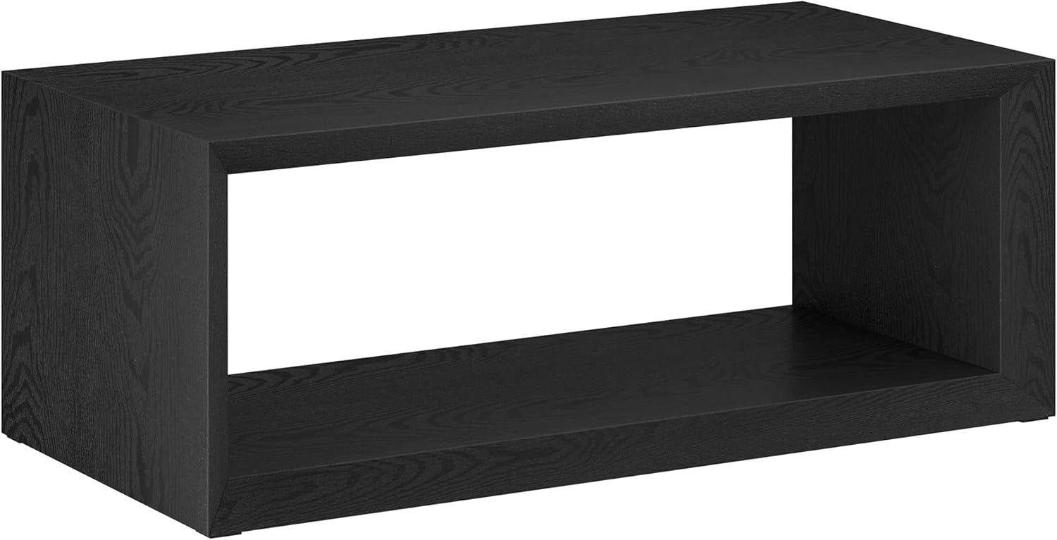 Evelyn&Zoe Osmond Easy Assembly Medium Density Fiberboard Coffee Table, Black Grain