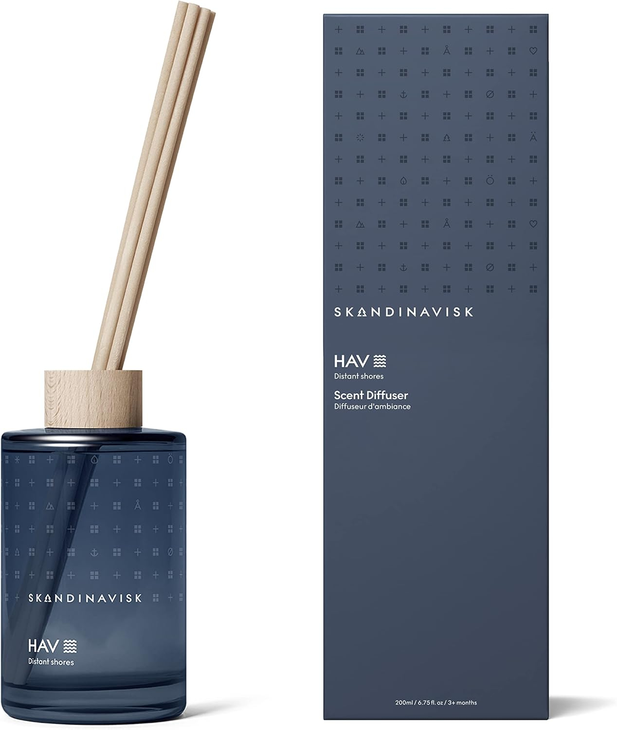 HAV Blue Glass Reed Diffuser with Beechwood Ring