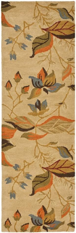 SAFAVIEH Blossom Evelyn Floral Flowers Wool Area Rug, Beige/Multi, 8' x 10'